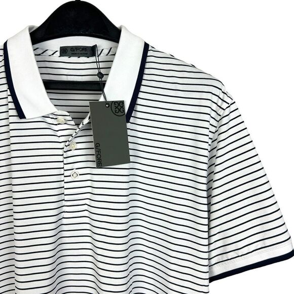 G/FORE | Shirts | New Gfore Mens Large Perforated Wide Stripe Polo Golf ...